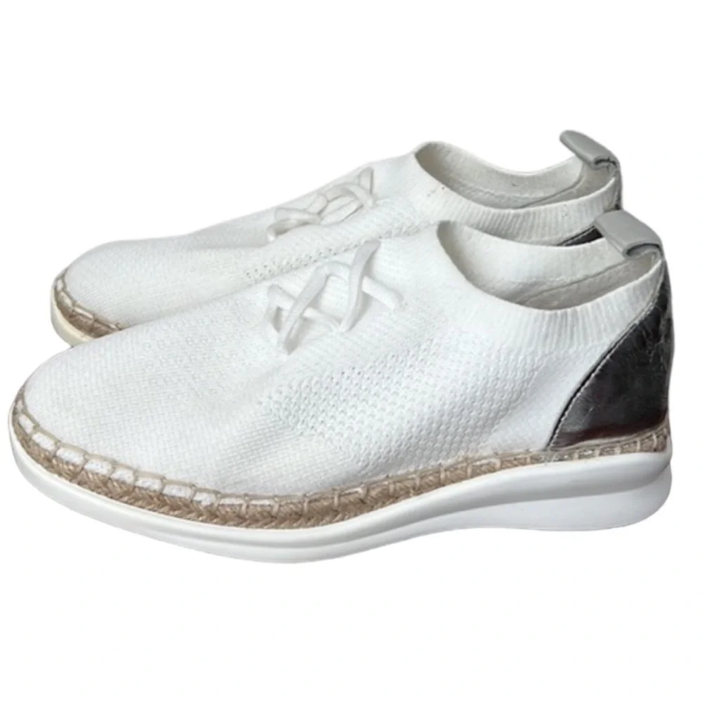 Vince Camuto Affina White Knit Jute Slip On Sneakers Size 5